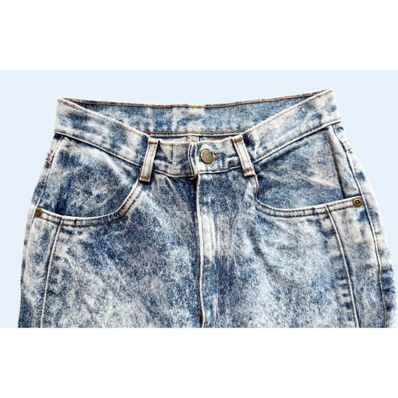 Vintage CHIC Stonewash Hi Rise Bow Ankle 80s / 90s Jeans Size 24 - Picture 2 of 8